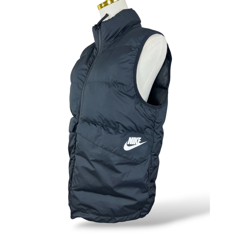 Nike Puffer Vest Womens XL Black Full Zip Quilted Insulated Sleeveless Jacket